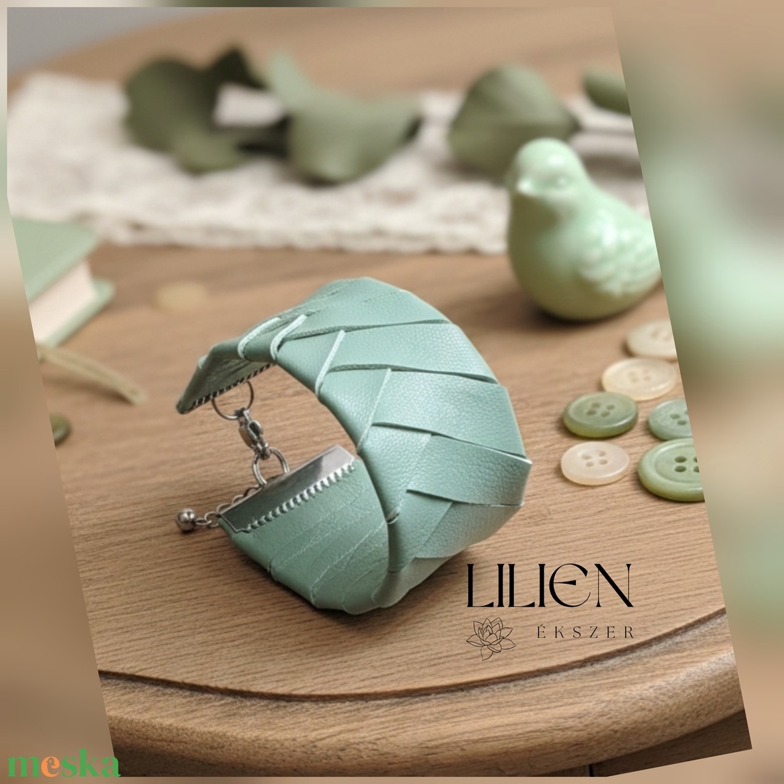 ZÖLD SZIMFÓNIA  bőr karkötő - ékszer - karkötő - fonott karkötő - Meska.hu