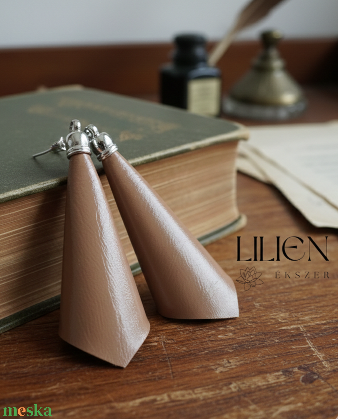 CAPPUCCINO bőr fülbevaló  - ékszer - fülbevaló - lógó fülbevaló - Meska.hu