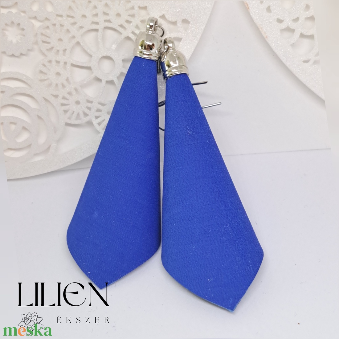 AZÚRKÉK bőr fülbevaló  - ékszer - fülbevaló - lógó fülbevaló - Meska.hu