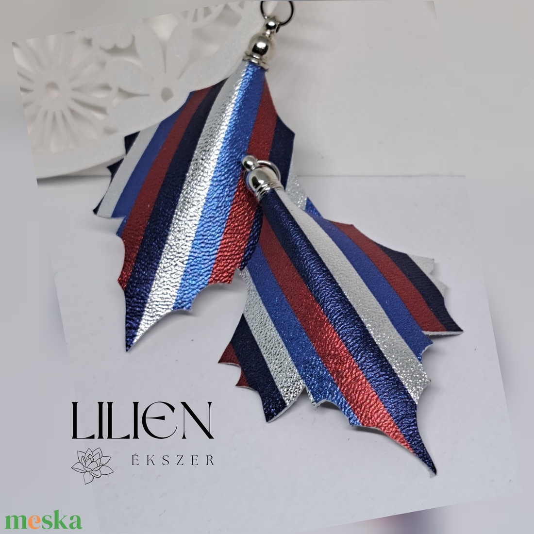 Csíkos juhar bőr fülbevaló  - ékszer - fülbevaló - lógó fülbevaló - Meska.hu