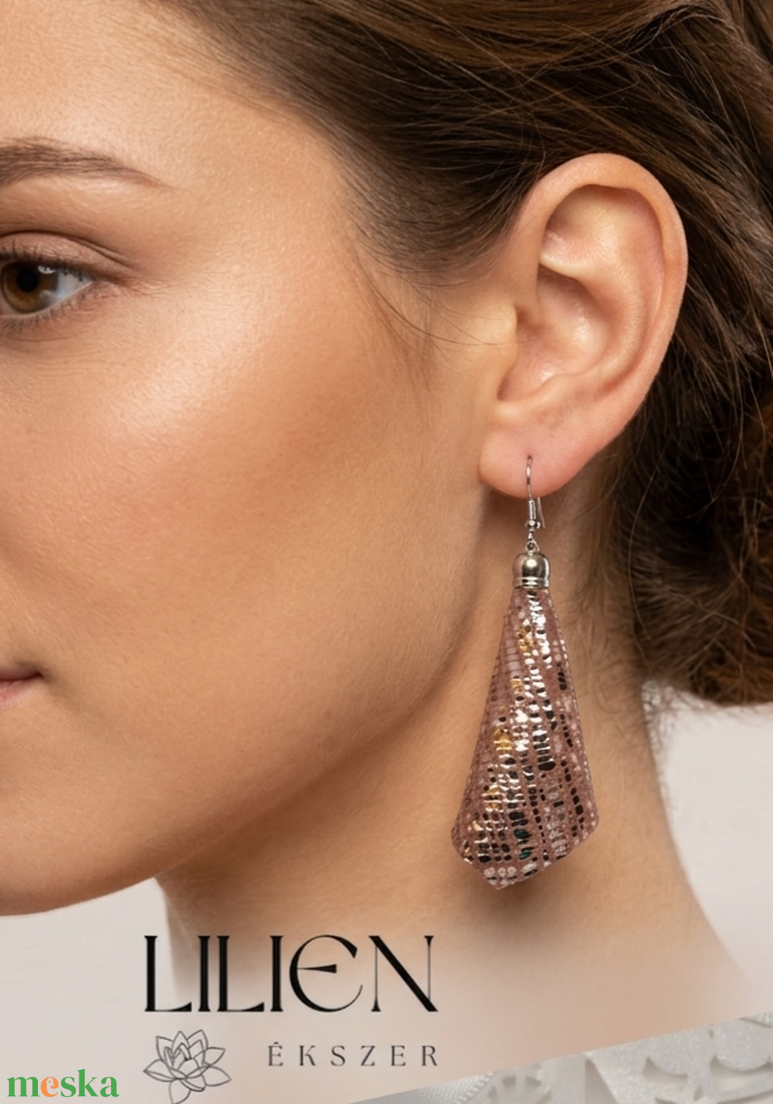 ROSEGOLD bőr fülbevaló  - ékszer - fülbevaló - lógó fülbevaló - Meska.hu