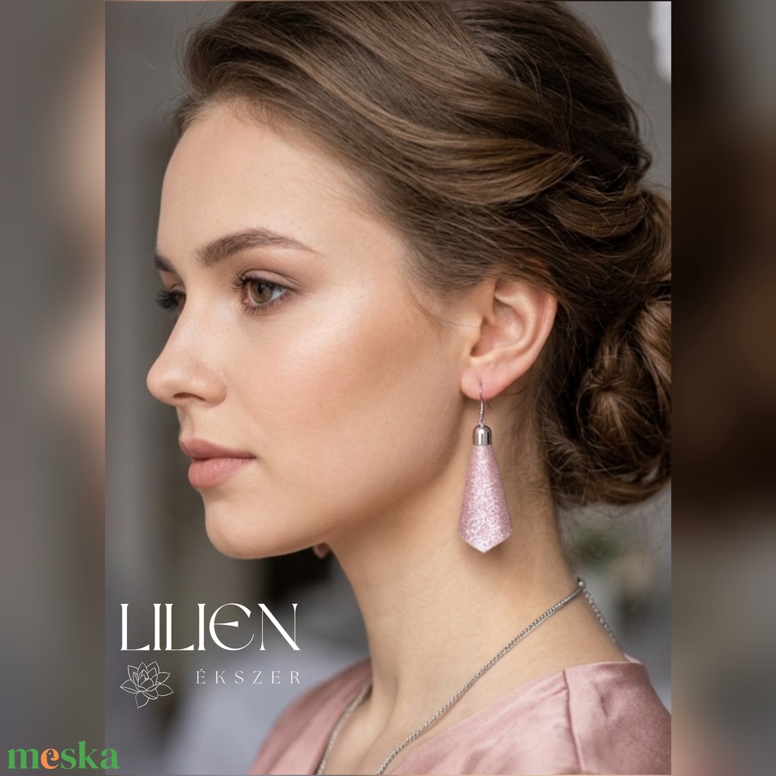 METÁL ROSA bőr fülbevaló  - ékszer - fülbevaló - lógó fülbevaló - Meska.hu