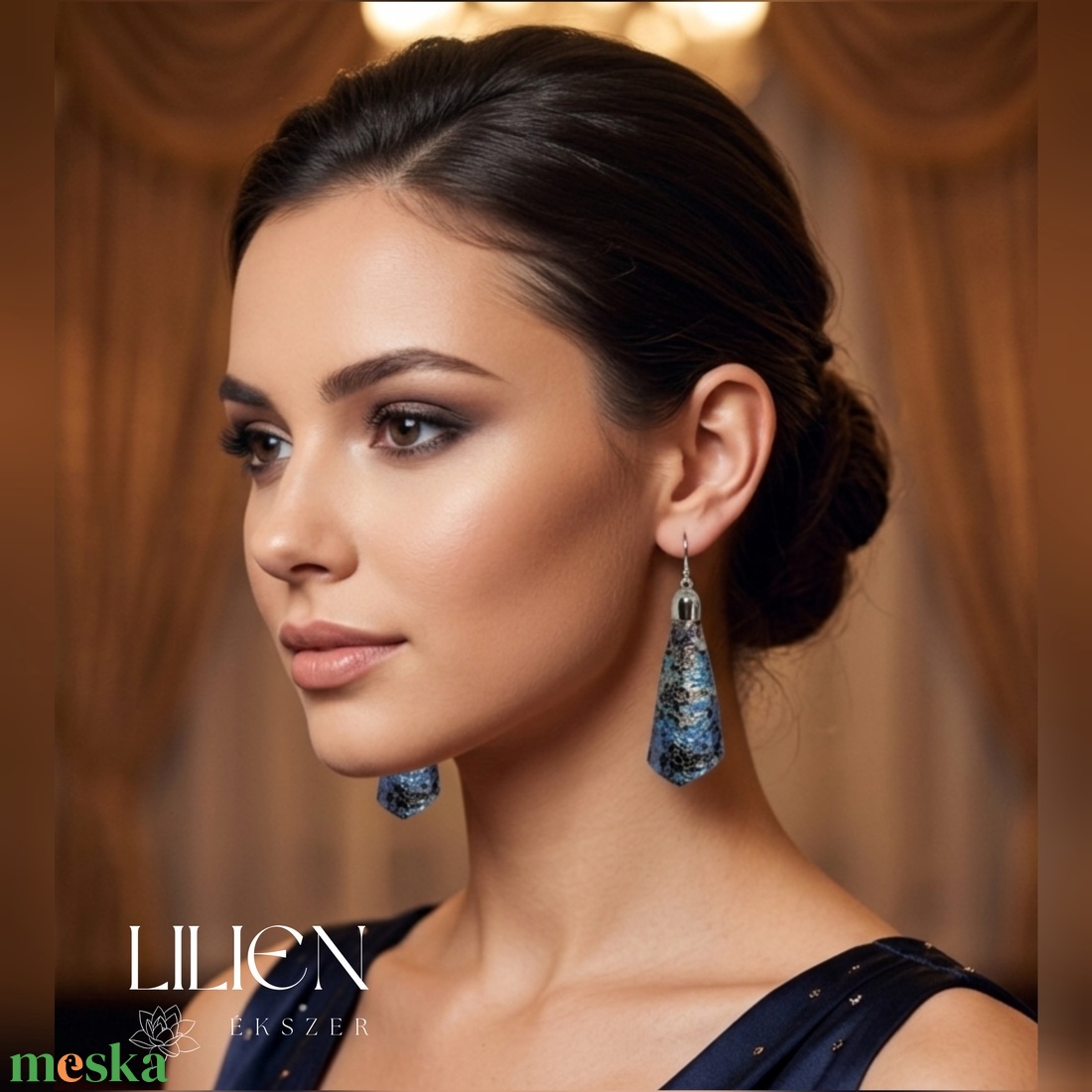 BLUE PEARL bőr fülbevaló  - ékszer - fülbevaló - lógó fülbevaló - Meska.hu