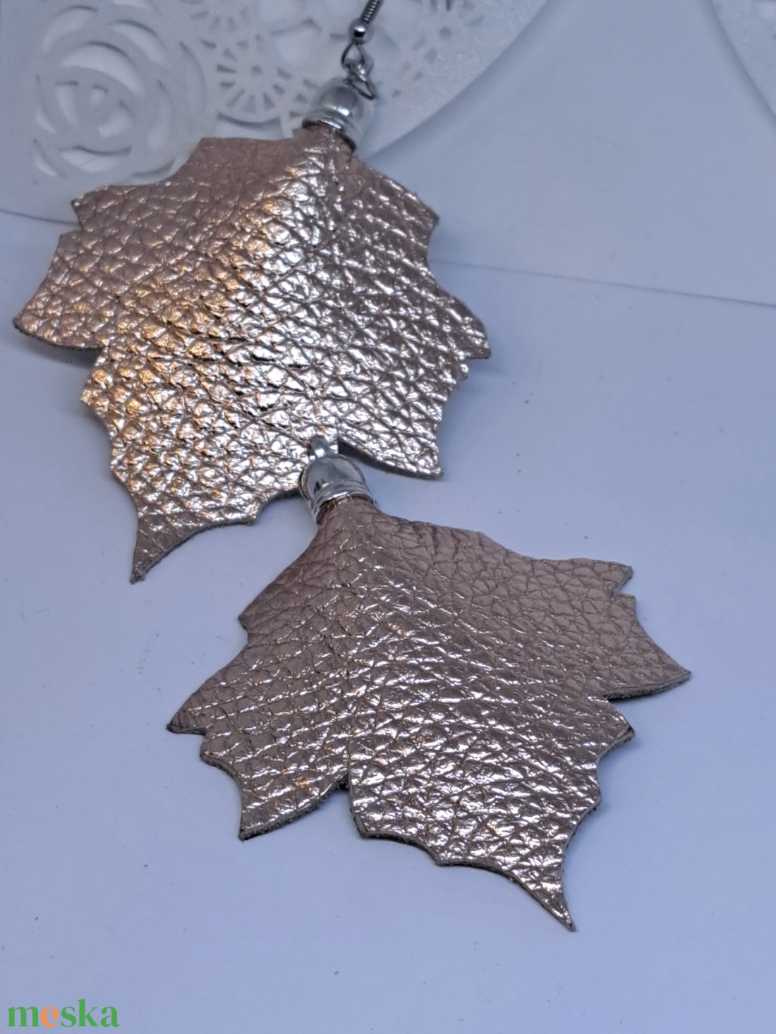 ROSEGOLD JUHAR bőr fülbevaló - ékszer - fülbevaló - lógó fülbevaló - Meska.hu