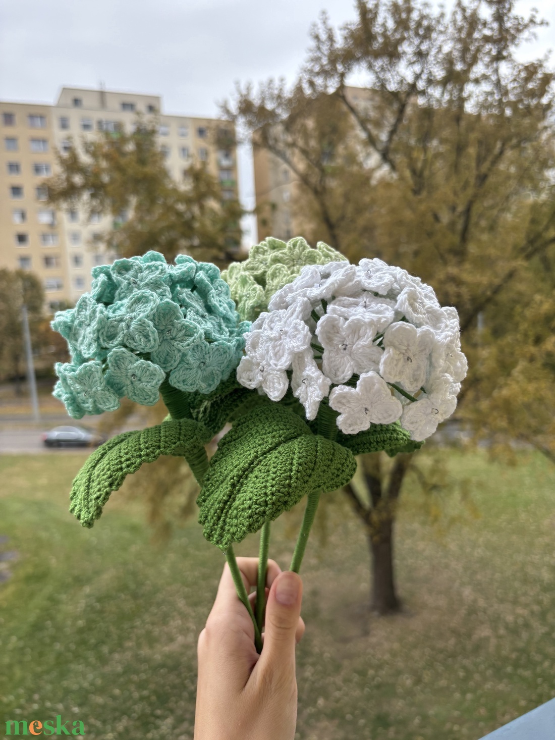 Horgolt hortenzia - otthon & életmód - dekoráció - virágdísz és tartó - csokor & virágdísz - Meska.hu