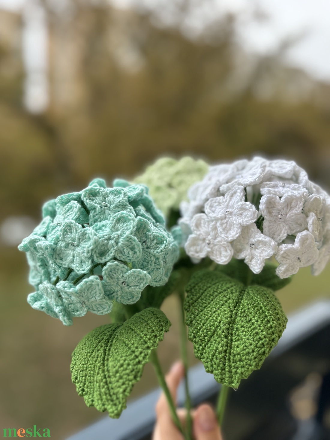 Horgolt hortenzia - otthon & életmód - dekoráció - virágdísz és tartó - csokor & virágdísz - Meska.hu