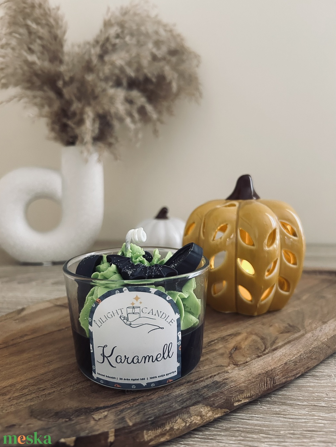Karamell illatú halloween-i gyertya - esküvő - dekoráció - gyertya & gyertyatartó - Meska.hu