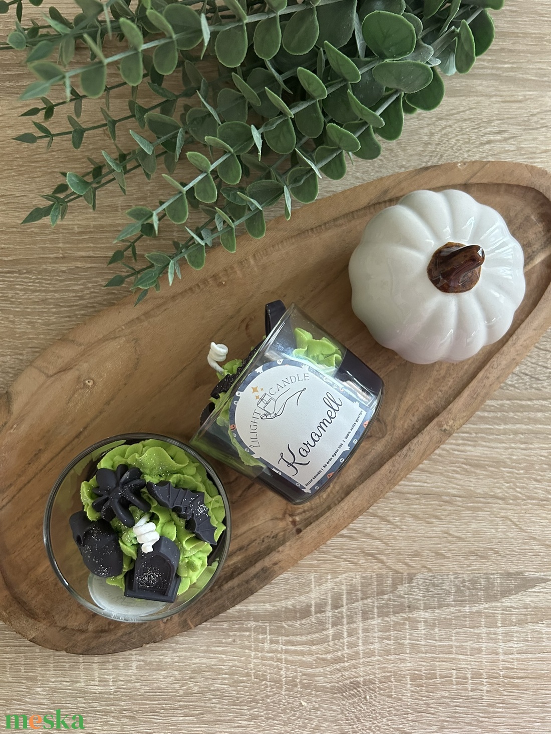 Karamell illatú halloween-i gyertya - esküvő - dekoráció - gyertya & gyertyatartó - Meska.hu