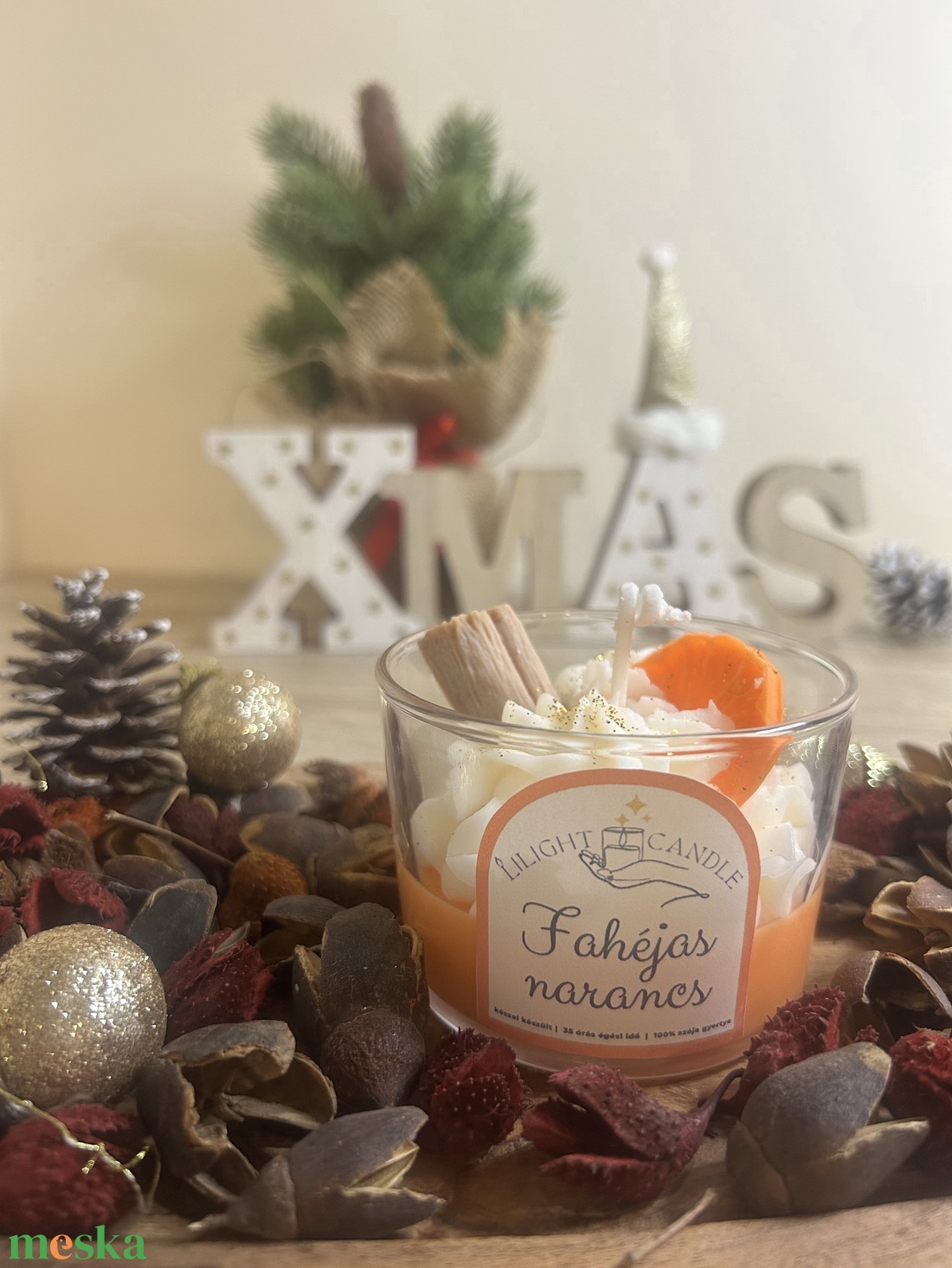 Fahéjas narancsos gyertya - esküvő - dekoráció - gyertya & gyertyatartó - Meska.hu