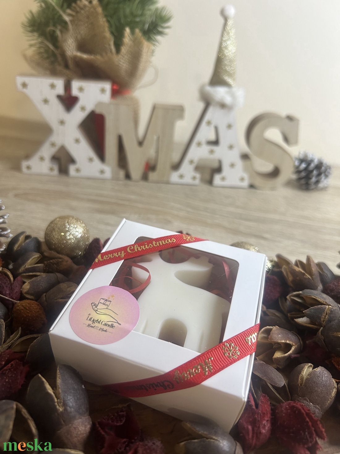 Szarvas alakú formagyertya díszdobozban - esküvő - dekoráció - gyertya & gyertyatartó - Meska.hu