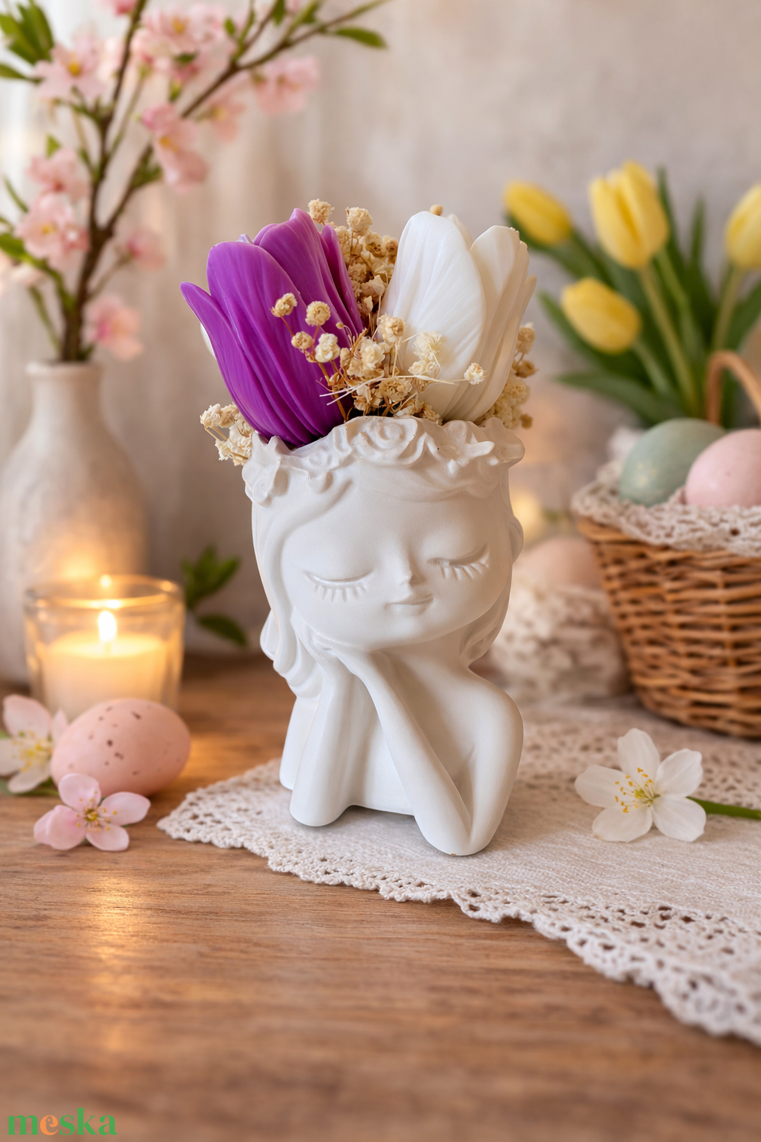 Tavaszi tulipános dekoráció  - kellékek & szerszámok - díszíthető tárgyak - kerámia - Meska.hu