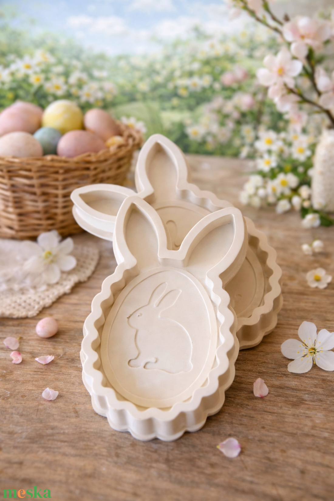 Nyuszis kerámiaporból készült tál  - kellékek & szerszámok - díszíthető tárgyak - kerámia - Meska.hu