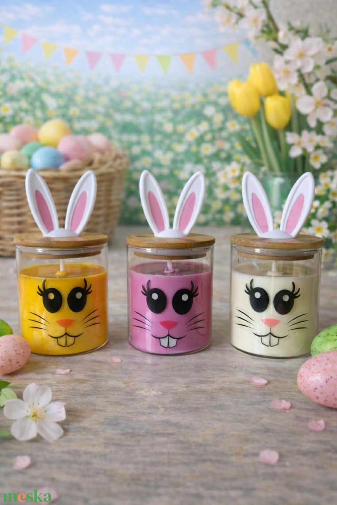 Nyuszifüles szójaviasz gyertya  - esküvő - dekoráció - gyertya & gyertyatartó - Meska.hu