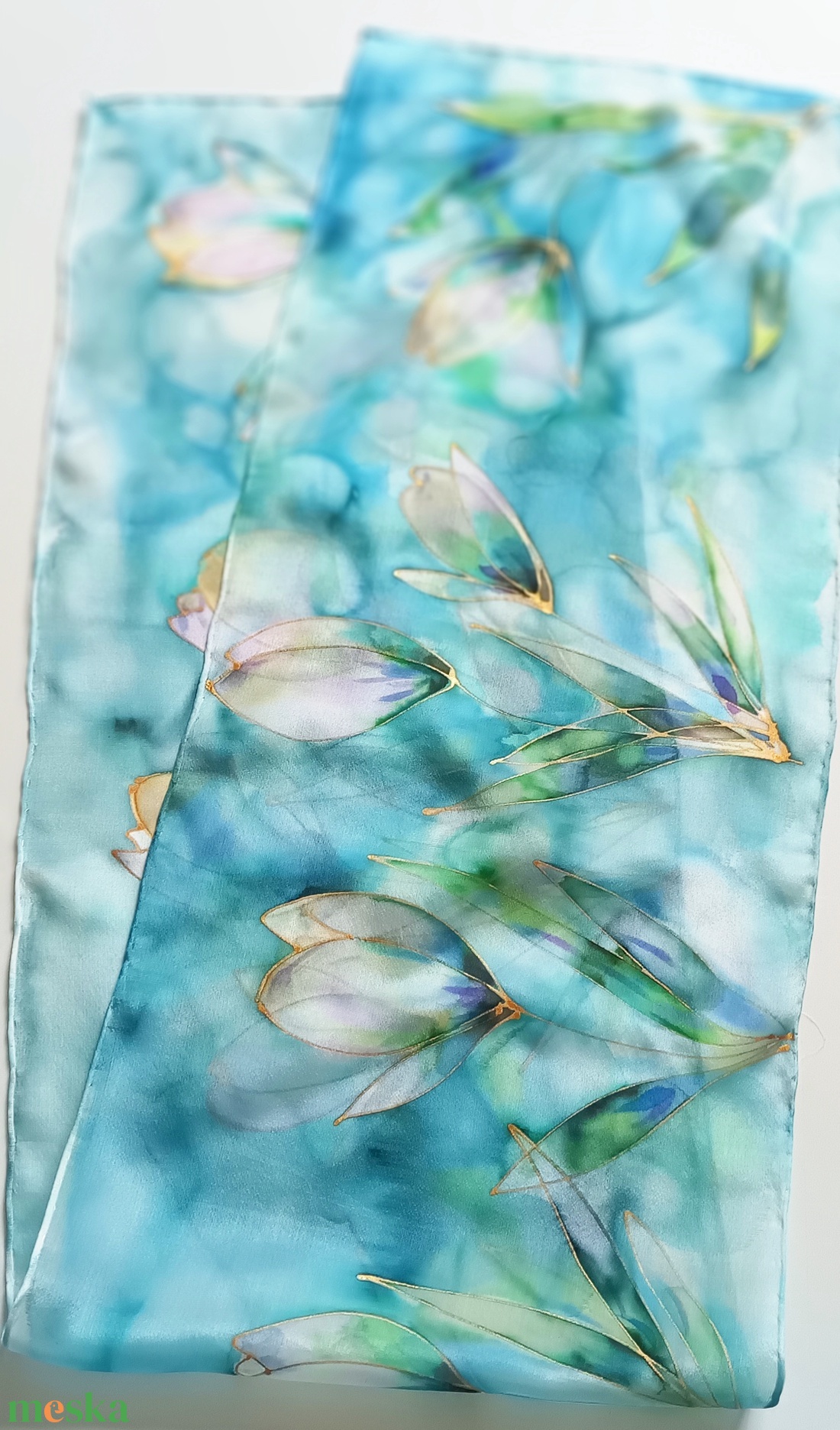 Óceán tiszta selyem sál - ruha & divat - sál, sapka, kendő - sál - Meska.hu