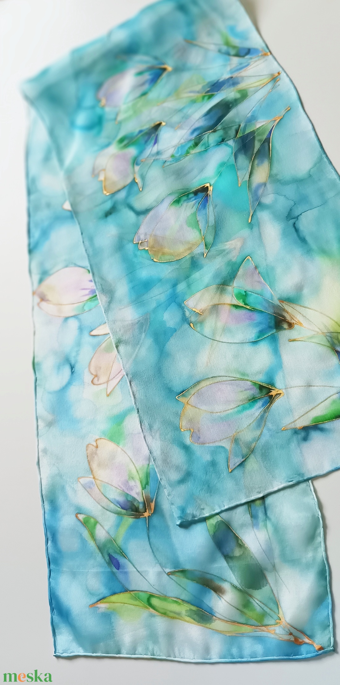 Óceán tiszta selyem sál - ruha & divat - sál, sapka, kendő - sál - Meska.hu