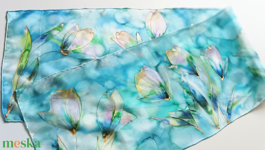 Óceán tiszta selyem sál - ruha & divat - sál, sapka, kendő - sál - Meska.hu