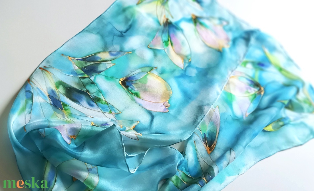 Óceán tiszta selyem sál - ruha & divat - sál, sapka, kendő - sál - Meska.hu