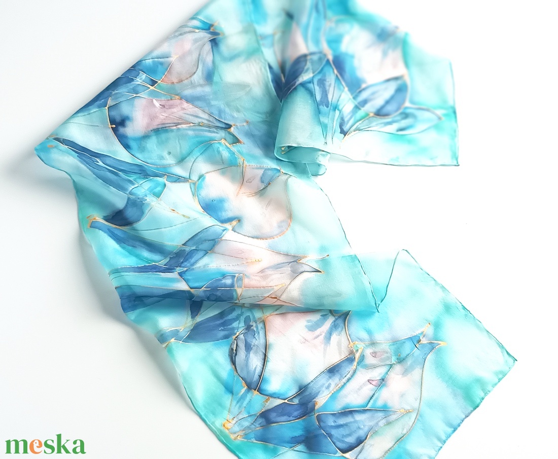 Kobaltkék tulipánkert tiszta selyem sál - ruha & divat - sál, sapka, kendő - sál - Meska.hu Kobaltkék tulipánkert tiszta selyem sál - ruha & divat - sál, sapka, kendő - sál - Meska.hu