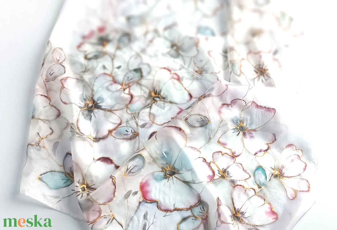 Szellővirágok tiszta selyem sál - ruha & divat - sál, sapka, kendő - sál - Meska.hu