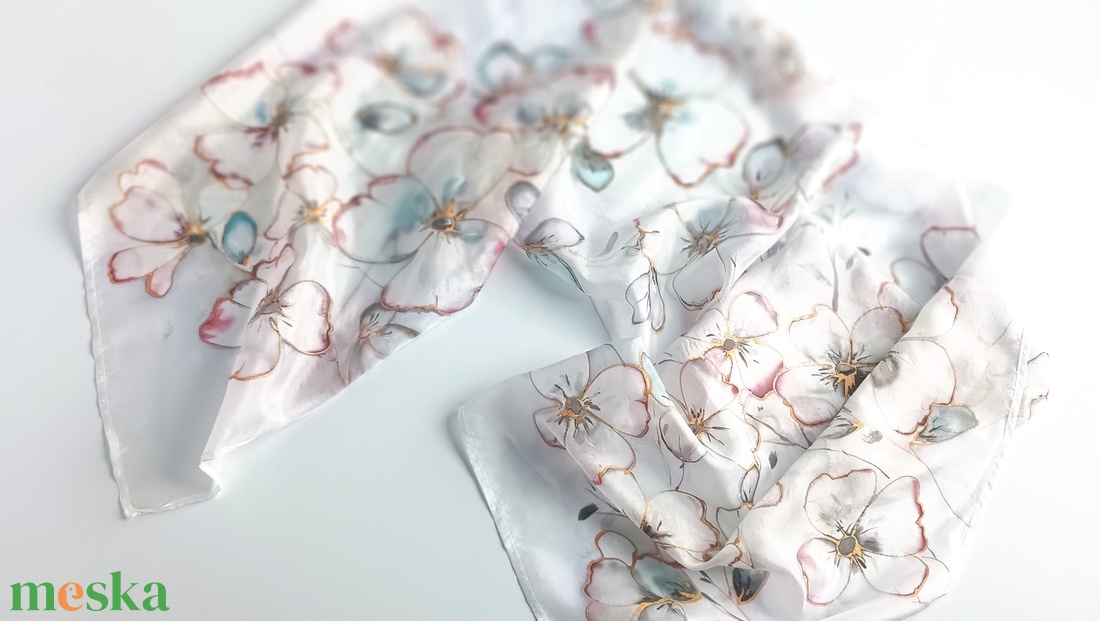 Szellővirágok tiszta selyem sál - ruha & divat - sál, sapka, kendő - sál - Meska.hu