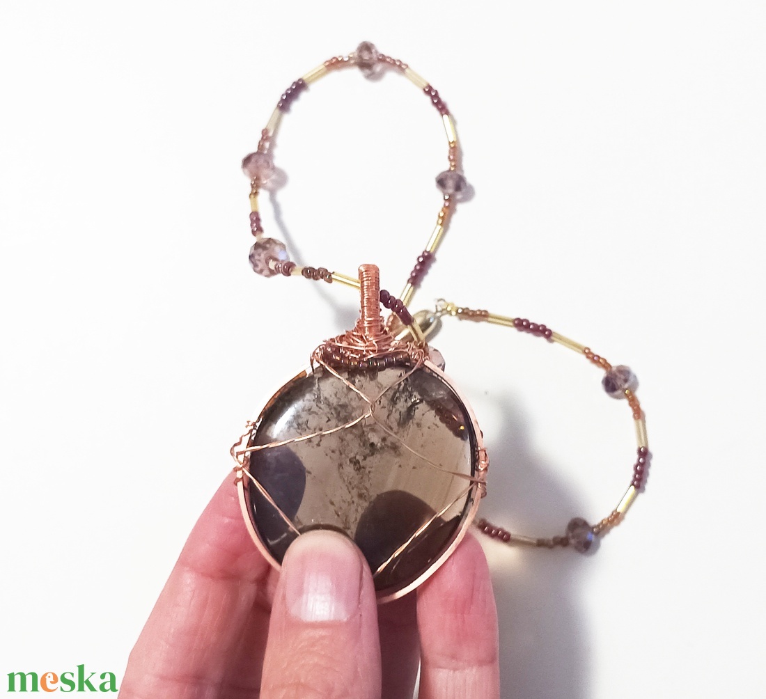 Természetes füstkvarc ásvány nyaklánc - ékszer - nyaklánc - medálos nyaklánc - Meska.hu