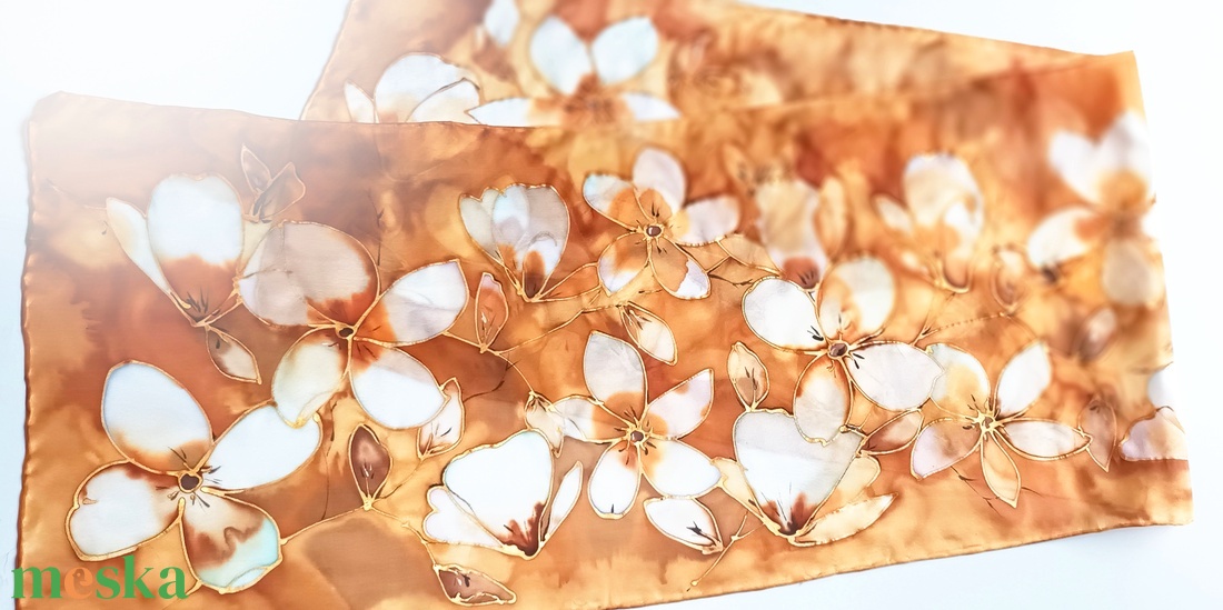 Óarany luxus tiszta selyem sál - ruha & divat - sál, sapka, kendő - sál - Meska.hu