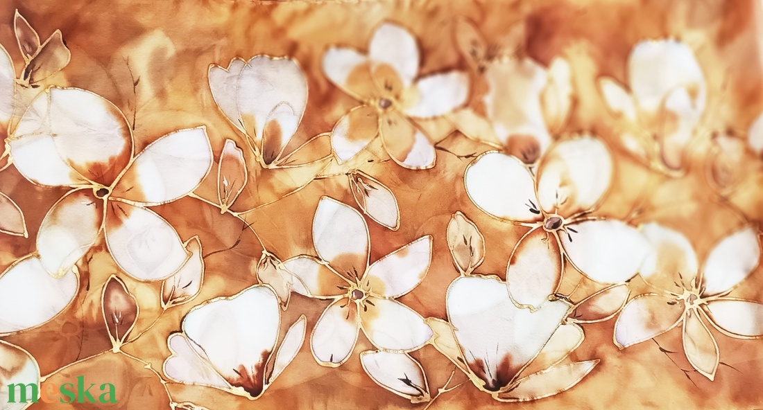 Óarany luxus tiszta selyem sál - ruha & divat - sál, sapka, kendő - sál - Meska.hu