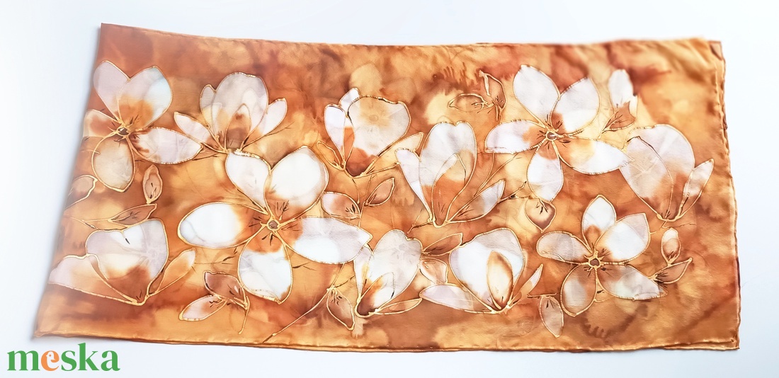 Óarany luxus tiszta selyem sál - ruha & divat - sál, sapka, kendő - sál - Meska.hu