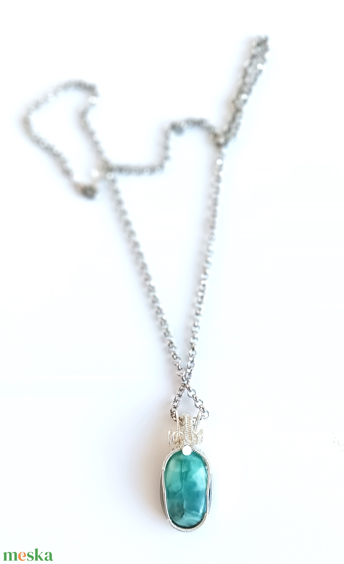 Larimár természetes ásvány nyaklánc - ékszer - nyaklánc - medál - Meska.hu