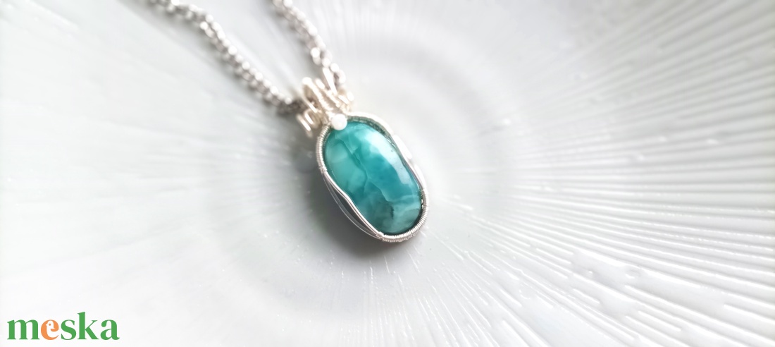 Larimár természetes ásvány nyaklánc - ékszer - nyaklánc - medál - Meska.hu