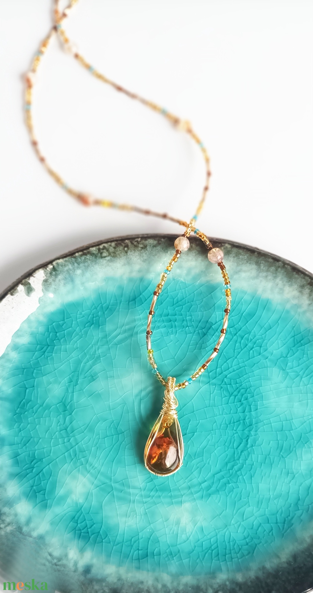 Borostyán nyaklánc - ékszer - nyaklánc - medálos nyaklánc - Meska.hu