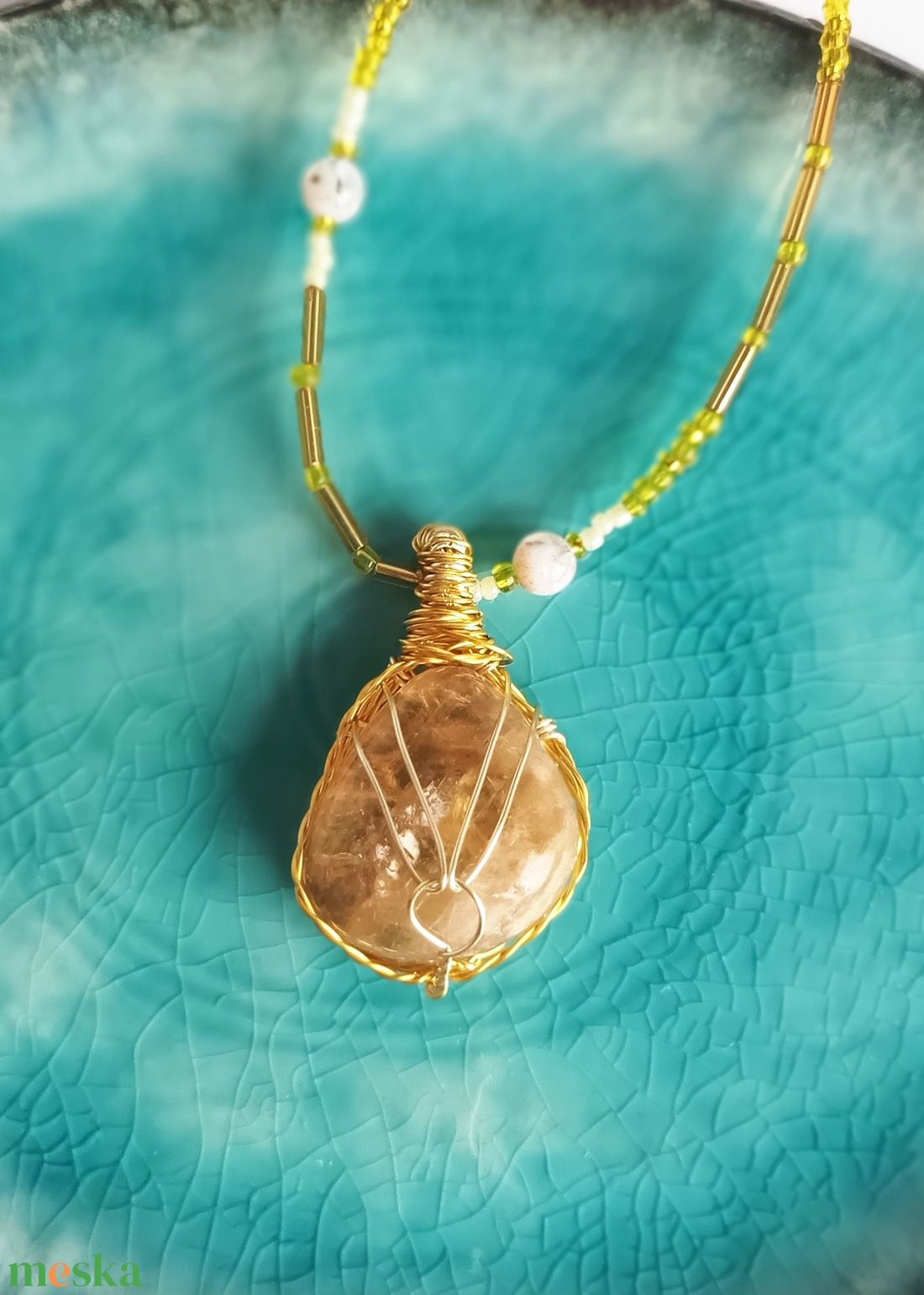 Természetes aragonit ásvány nyaklánc - ékszer - nyaklánc - medálos nyaklánc - Meska.hu