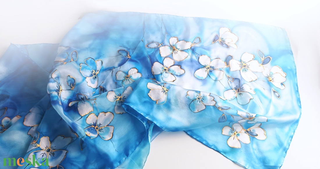 Tündérvirágok tiszta selyem stóla - ruha & divat - sál, sapka, kendő - sál - Meska.hu