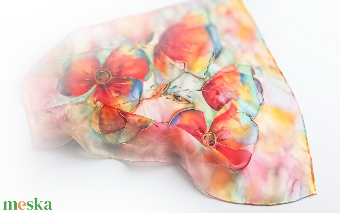 Mediterránia tiszta selyem kendő - ruha & divat - sál, sapka, kendő - sál - Meska.hu