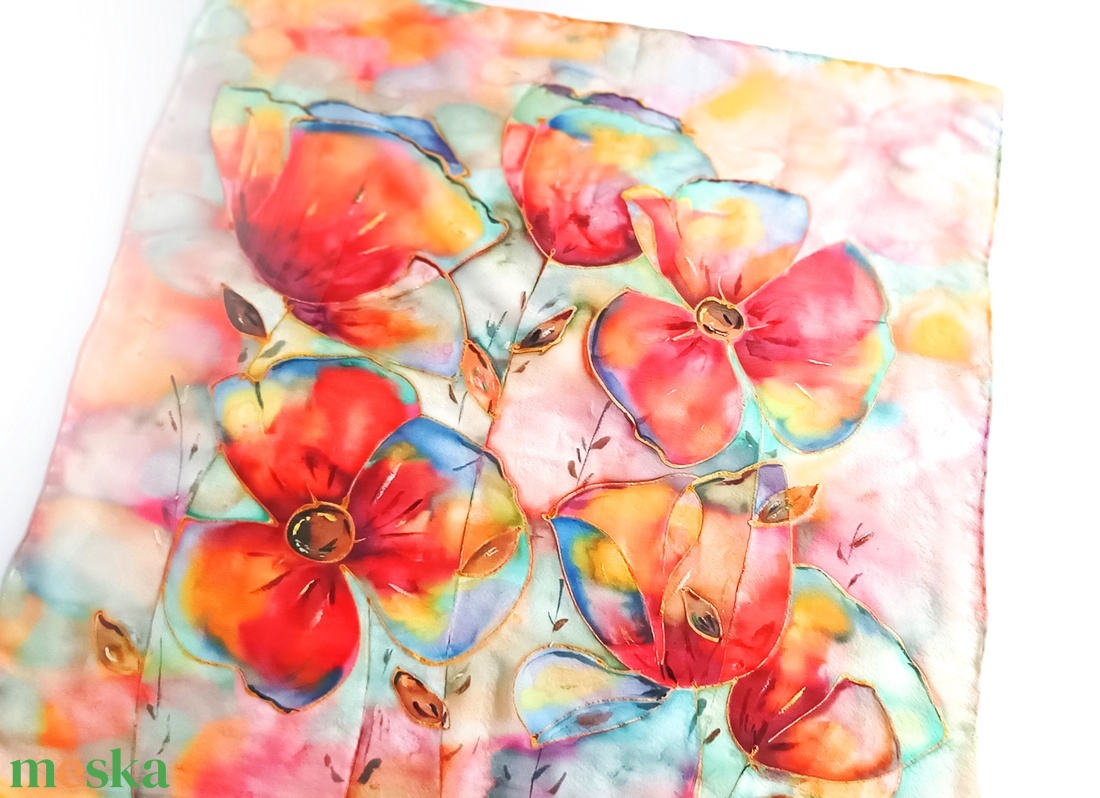 Mediterránia tiszta selyem kendő - ruha & divat - sál, sapka, kendő - sál - Meska.hu