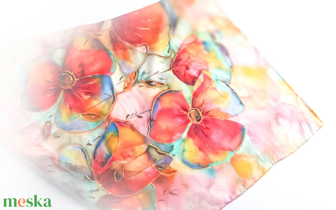 Mediterránia tiszta selyem kendő - ruha & divat - sál, sapka, kendő - sál - Meska.hu