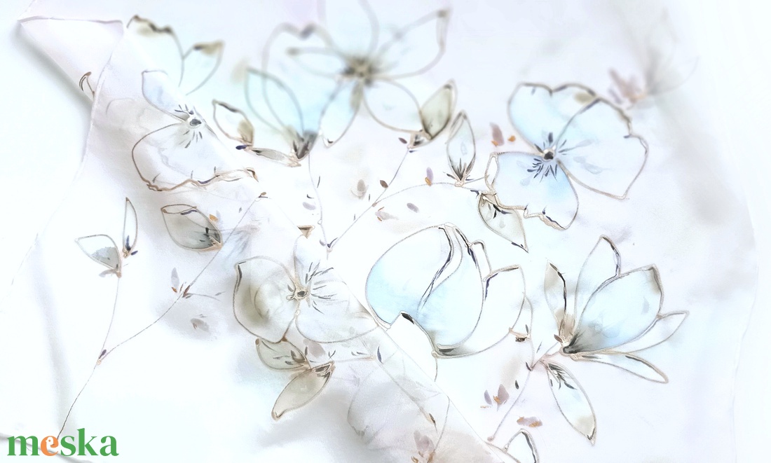 Jégvirágzás tiszta selyem kendő - ruha & divat - sál, sapka, kendő - sál - Meska.hu