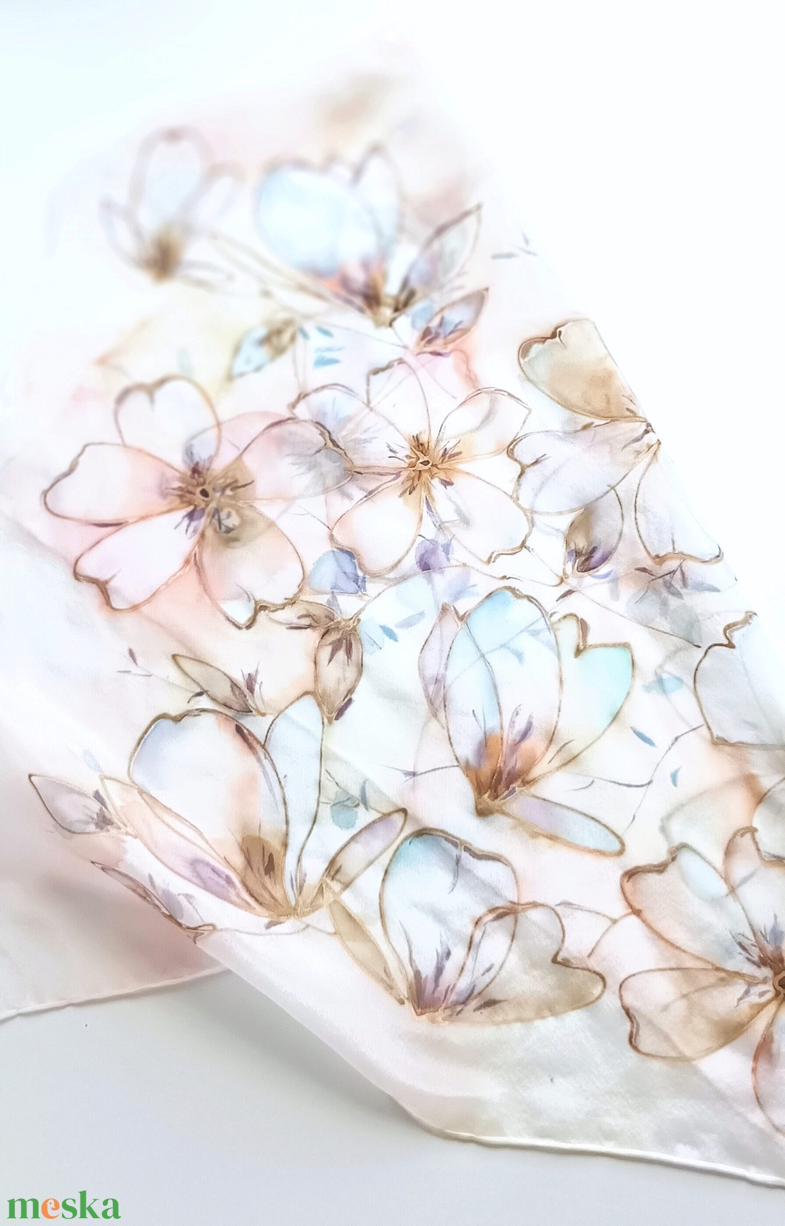 Bársonyos szirmok tiszta selyem kendő - ruha & divat - sál, sapka, kendő - sál - Meska.hu