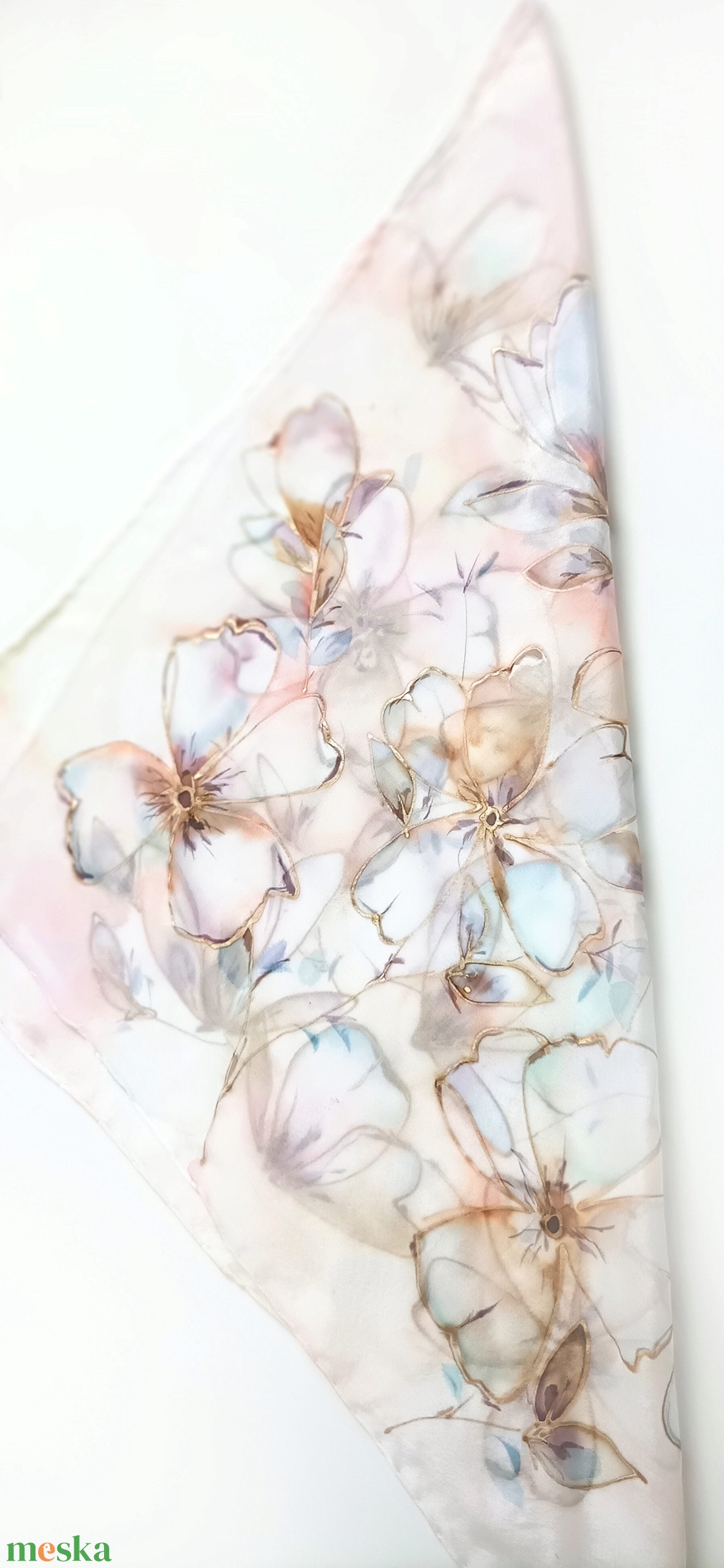 Bársonyos szirmok tiszta selyem kendő - ruha & divat - sál, sapka, kendő - sál - Meska.hu