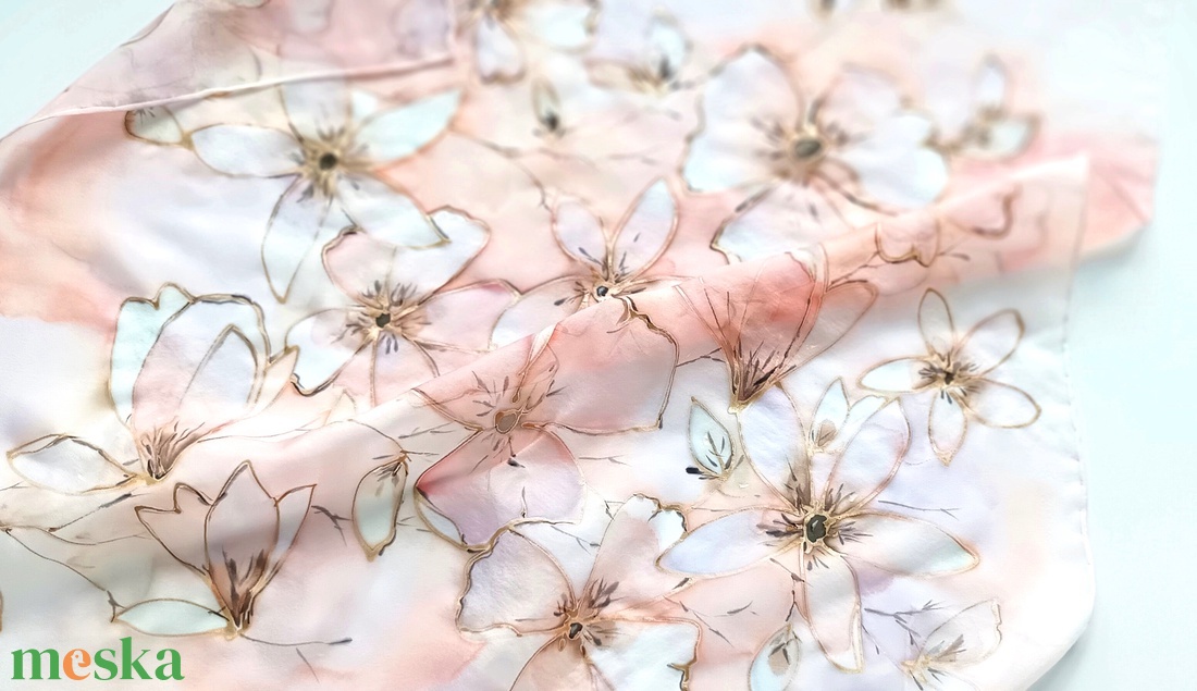 Barackvirág éden tiszta selyem kendő - ruha & divat - sál, sapka, kendő - sál - Meska.hu