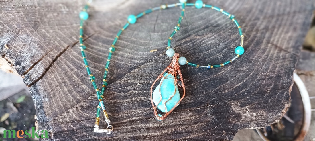 Valódi türkiz ásvány nyaklánc - ékszer - nyaklánc - medálos nyaklánc - Meska.hu