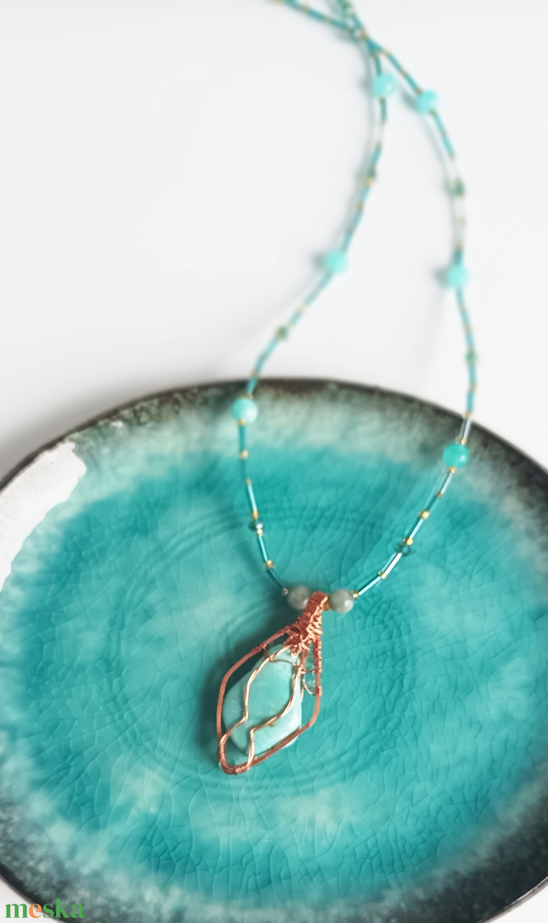 Valódi türkiz ásvány nyaklánc - ékszer - nyaklánc - medálos nyaklánc - Meska.hu