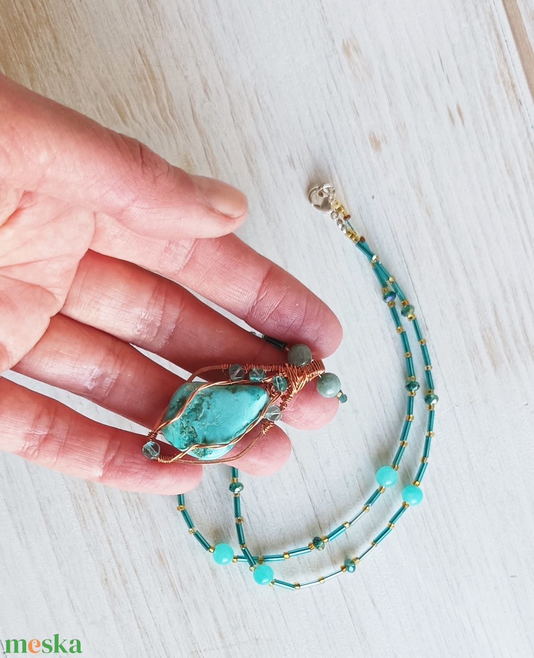 Valódi türkiz ásvány nyaklánc - ékszer - nyaklánc - medálos nyaklánc - Meska.hu