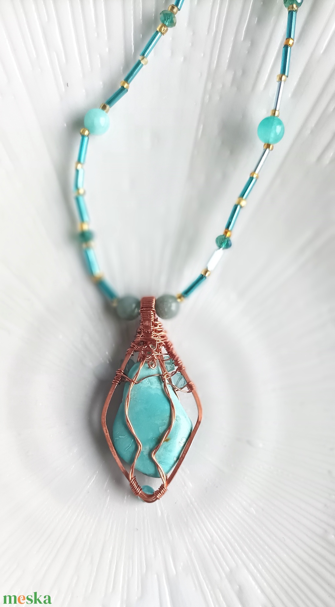 Valódi türkiz ásvány nyaklánc - ékszer - nyaklánc - medálos nyaklánc - Meska.hu