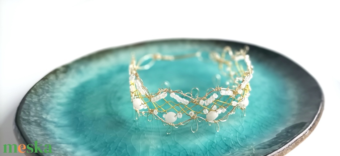 Réz orgon karkötő valódi ásvánnyal - ékszer - karkötő - ásványkarkötő - Meska.hu