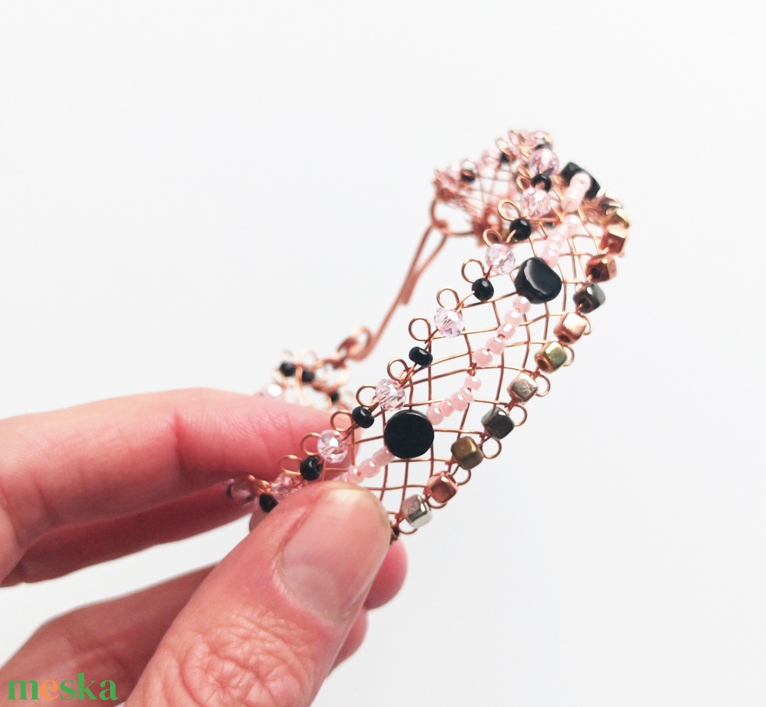 Réz orgon karkötő valódi ásvánnyal - ékszer - karkötő - ásványkarkötő - Meska.hu