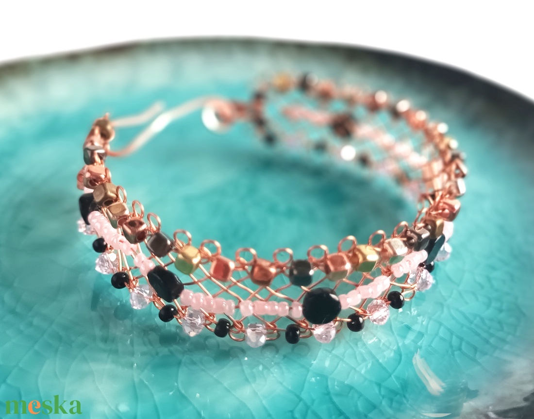 Réz orgon karkötő valódi ásvánnyal - ékszer - karkötő - ásványkarkötő - Meska.hu