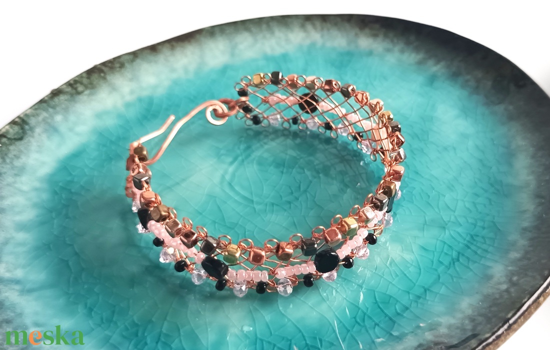 Réz orgon karkötő valódi ásvánnyal - ékszer - karkötő - ásványkarkötő - Meska.hu