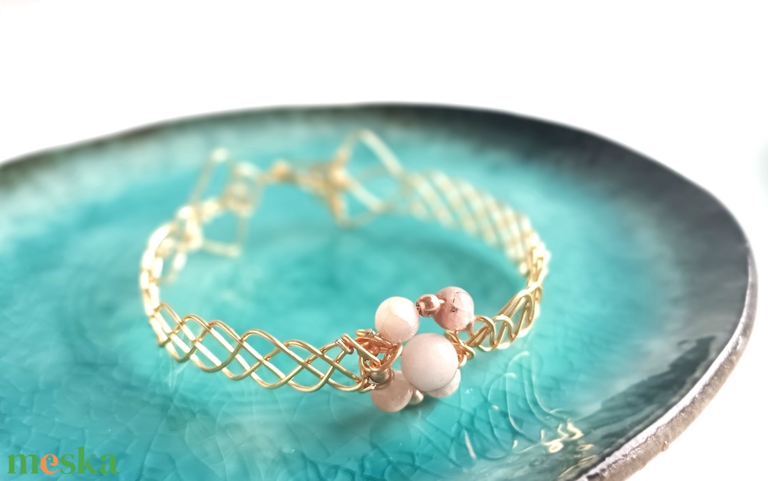 Réz orgon karkötő valódi varc ásvánnyal - ékszer - karkötő - ásványkarkötő - Meska.hu