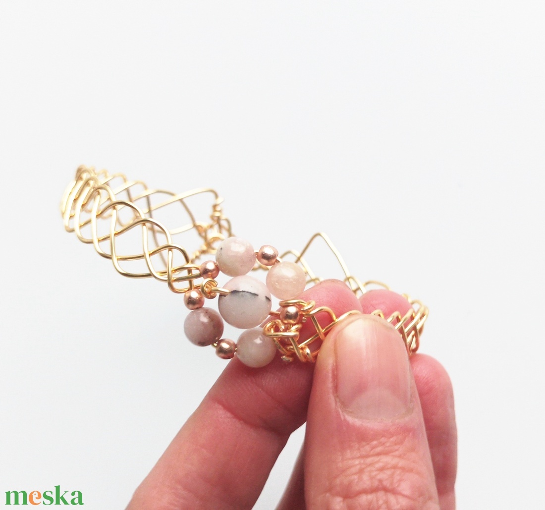 Réz orgon karkötő valódi varc ásvánnyal - ékszer - karkötő - ásványkarkötő - Meska.hu